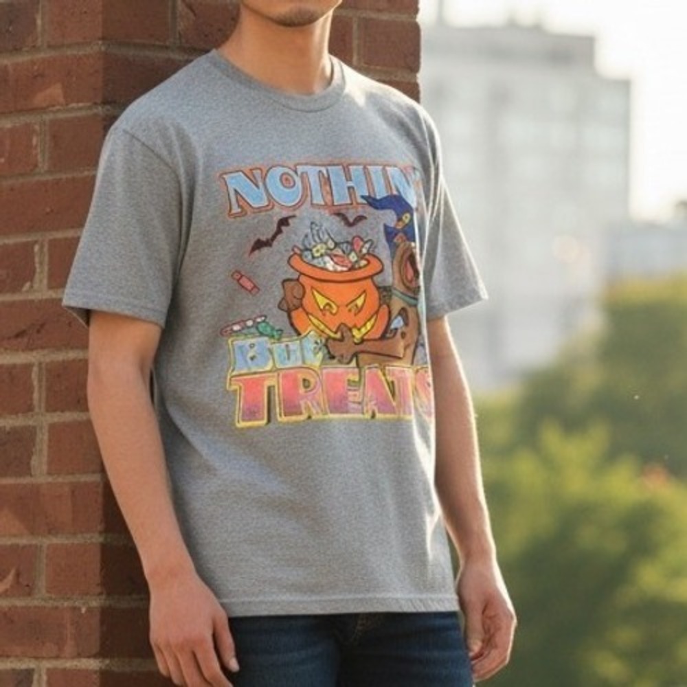 Cartoon Network T-Shirt Mens L Gray Scooby-Doo Nothin But Treats Halloween
